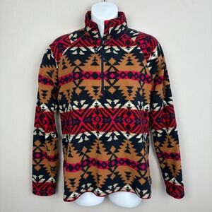 Eddie Bauer Women's Quest Fleece 1/4-Zip Pullover in Aztec Print - Size Medium